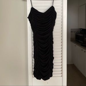 Black Ruched Strappy Dress